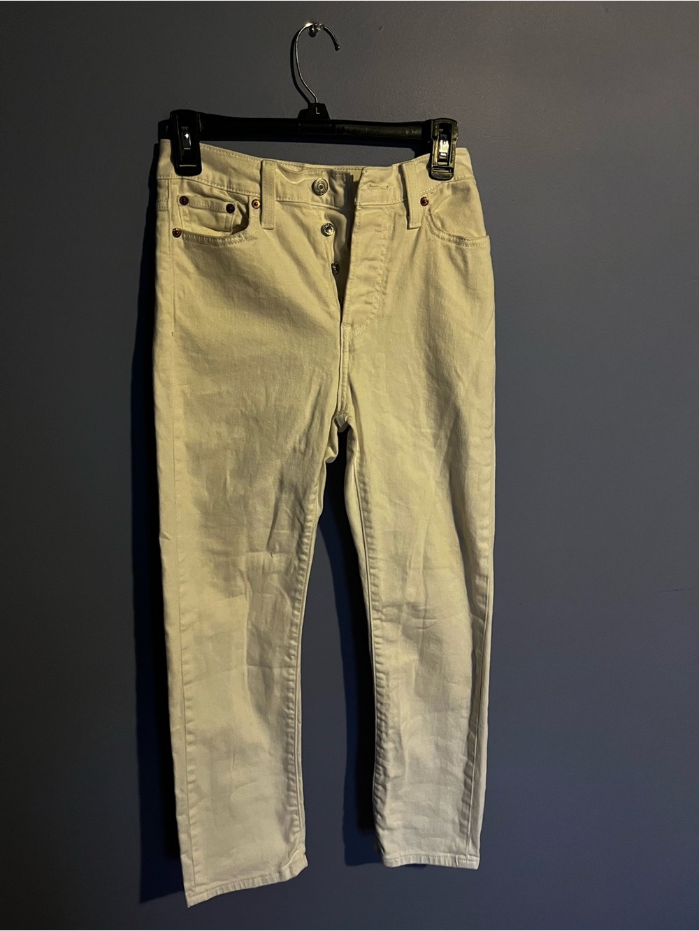 Levi's Cream Skinny High-Rise Button-Fly Jeans